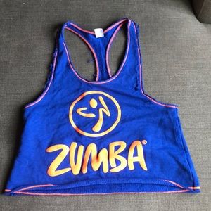 blue and orange zumba workout shirts size large